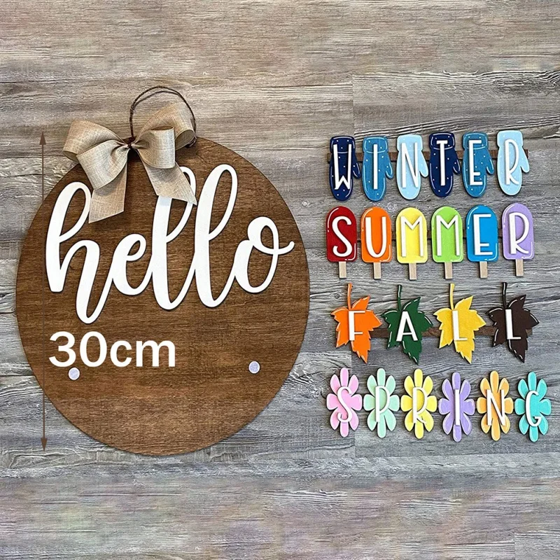 Wooden Door Signs DIY Home Decor Name Plate Twine Easy To Hang Wood Gift for Living Room 2021 | Дом и сад