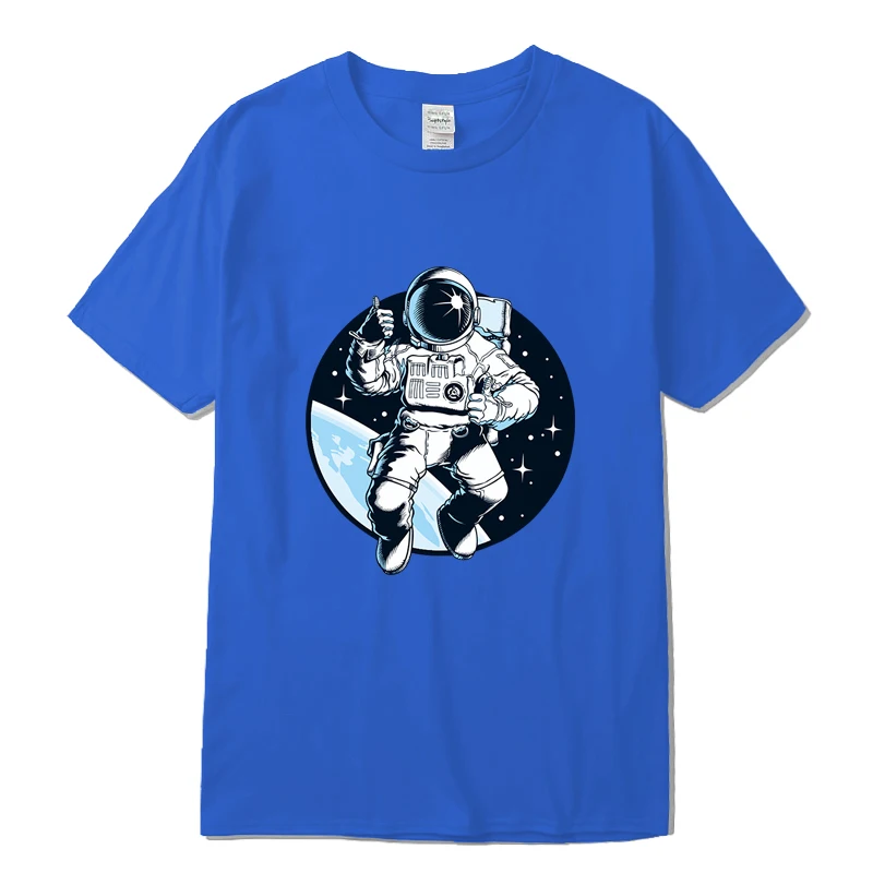 

Funny Spaceman Print T Shirts Men Short Sleeve Cotton Summer Clothes Hip-Hop Casual Loose T-Shirt Casual Streetwear