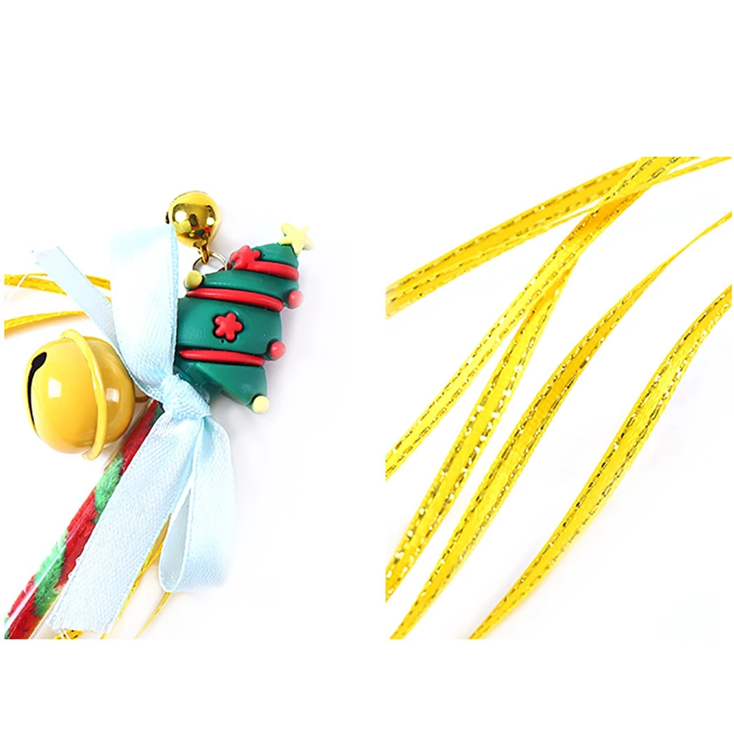 

2PCS Cat Charmer Wand Cat Teaser Interactive Festival Bell Kitten Wand Pet Wand Toy Interactive Toy Rod for Christmas