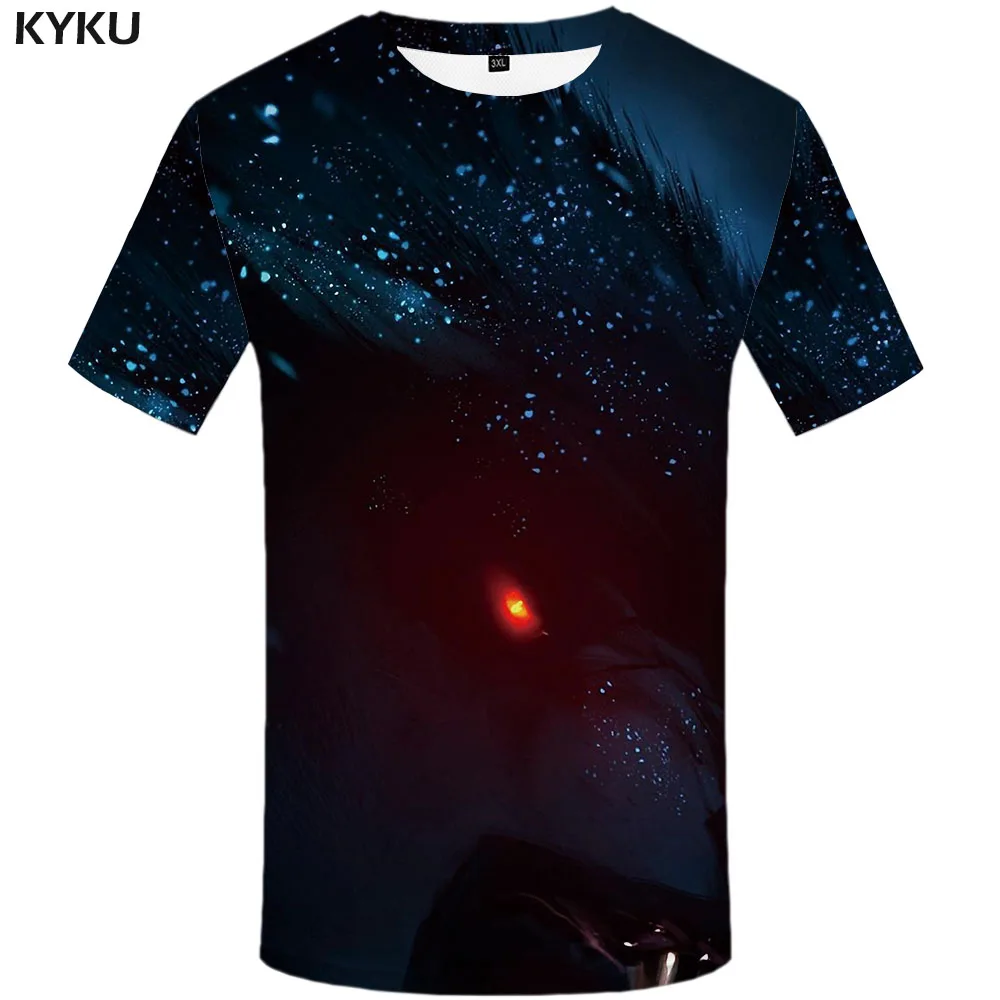 Мужская футболка с 3D принтом KYKU черная Повседневная в стиле Харадзюку винтажном