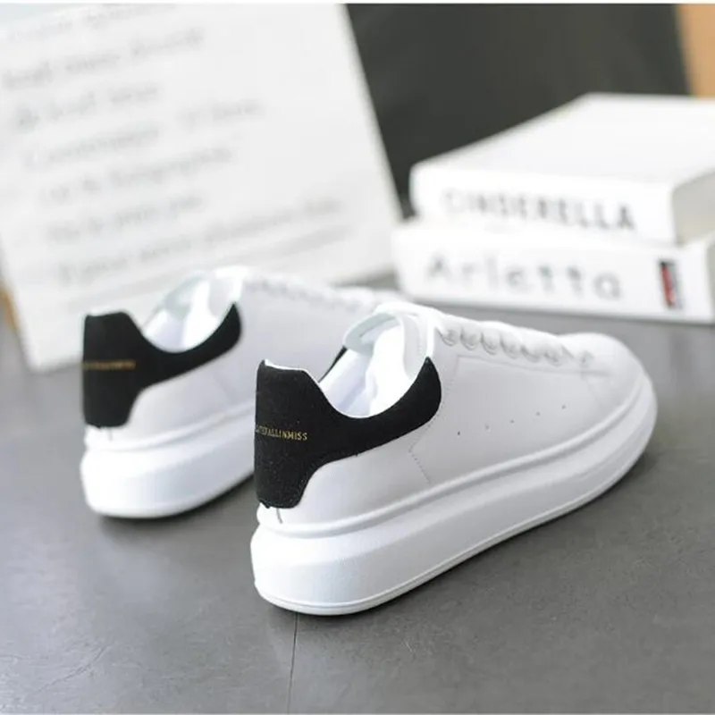 

Men's White Sneakers Women's Fashion Vulcanize Shoes Size 35-44 High Quality Shoes Platform Lace-up Skateboard Shoes