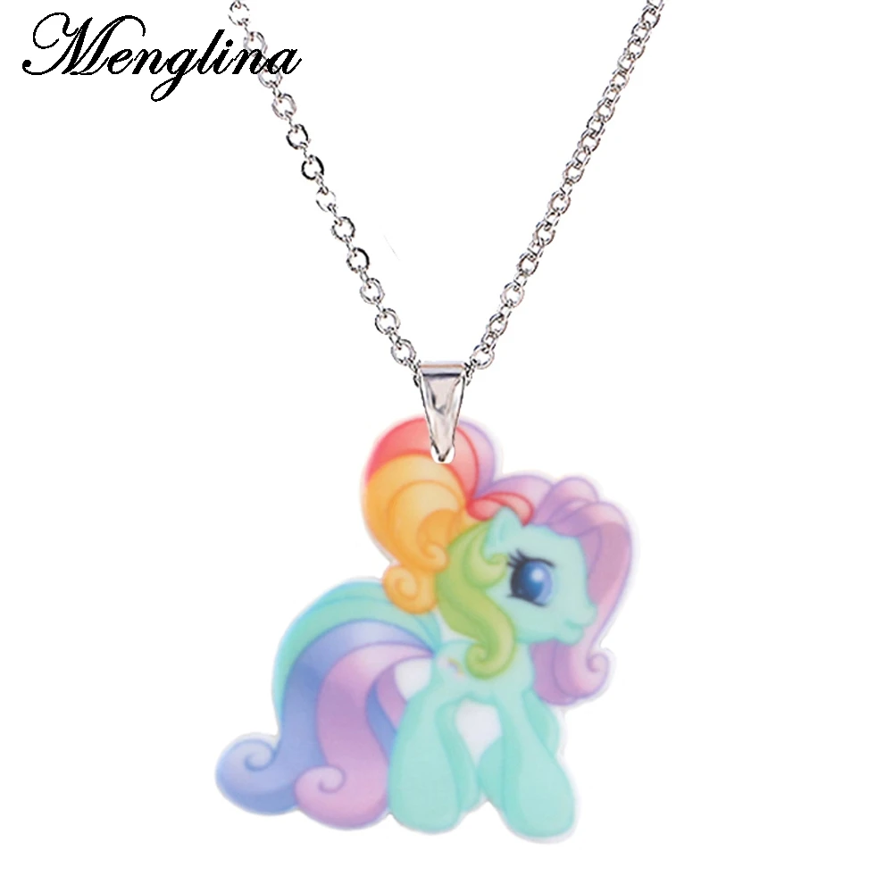 Menglina Kawaii акриловое мультяшное ожерелье лошади для девочек с плоской спинкой