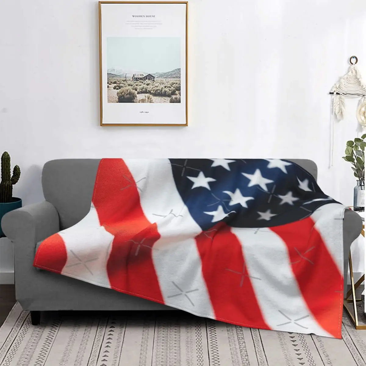

Manta con bandera americana de EE. UU., colcha, edredones a cuadros para cama, manta doble, mantas receptoras