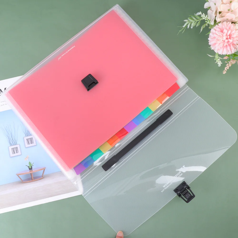 

A4 Rainbow Expandable Folder Multilayer File Bag Portable File Folders 13 Pockets Document Pouch