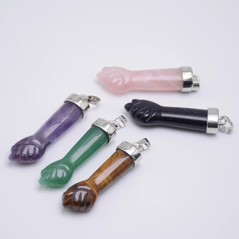 Новый дизайн искусственные резные кулаки Фиолетовый Кристалл кварц тигровый