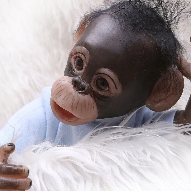 

15.8 inch 40 cm Reborn Baby Dolls Lovely Monkey Doll Soft Silicone Cotton Body Comfortable Mohair Realistic Toys
