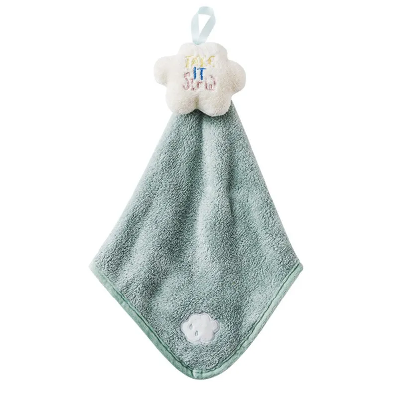 

ZWA Cartoon Cute Hand Towel Bathroom Kitchen Household Hanging Rag Absorbent Thickened Hand Towel