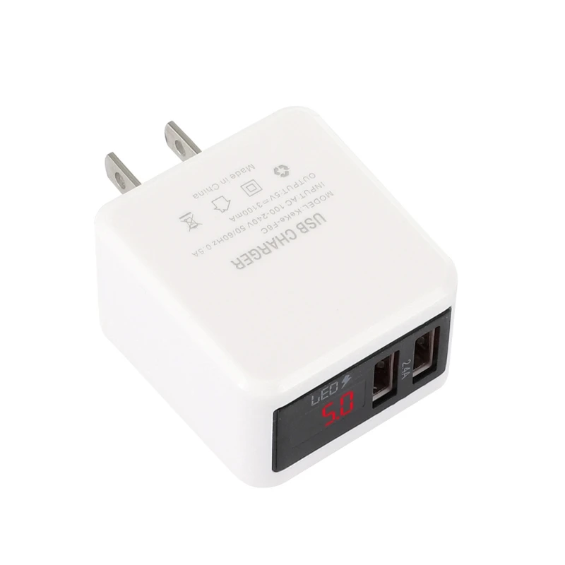 USB Зарядное устройство светодиодный цифровой Дисплей 2.4A EU/US/UK Подключите
