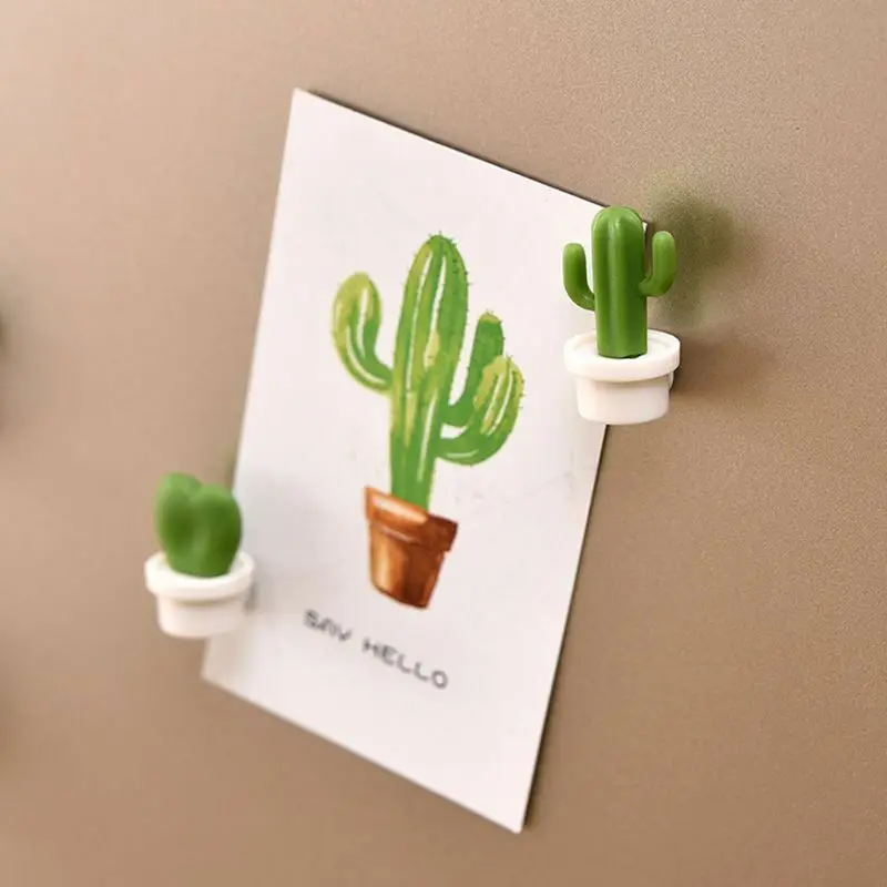 

2 Colour 6pcs Fridge Magnets Cute Succulent Plant Magnet Button Cactus Refrigerator Message Sticker Funny Children Birthday Gift