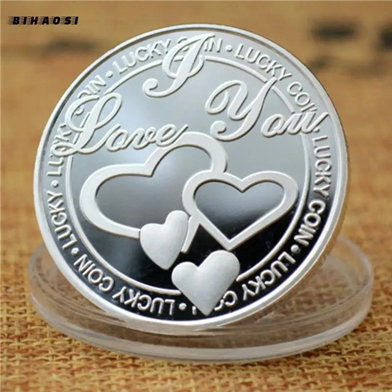 Любовь Счастливая металлическая поделка МОНЕТА 999 Посеребренная позолоченная