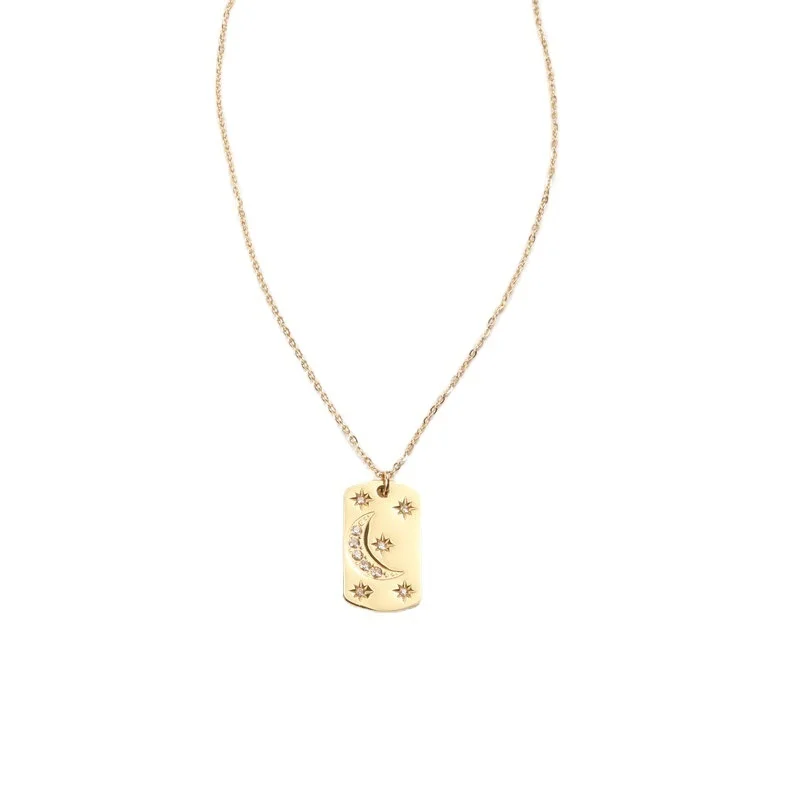 

Stainless Steel Inlaid Zircon Design Moon Style Temperament Gothic Necklace Plated For Women 2021 Luxury Jewelry Accessories