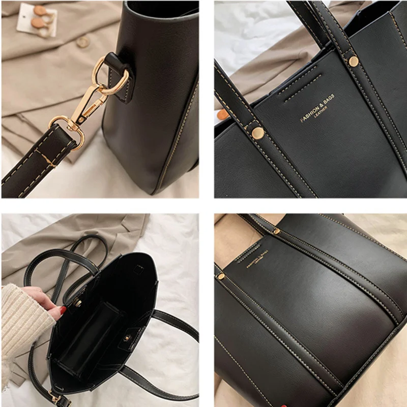 

Vintage Big Composite Bag Casual Tote Crossbody bags Women 2021 New Fashion Handbag Ladies Shoulder Messenger Bag Female Purses