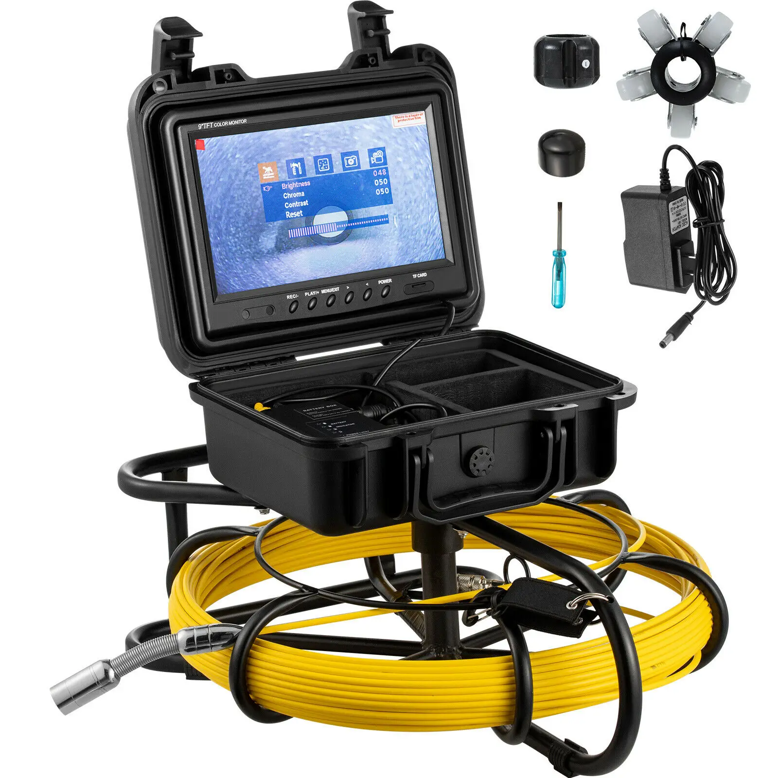 

VEVOR Pipe Inspection Camera 150/200/300ft 9 Inch LCD Monitor IP68 Borescope Endoscope Waterproof Dredge Drain Sewer Camera