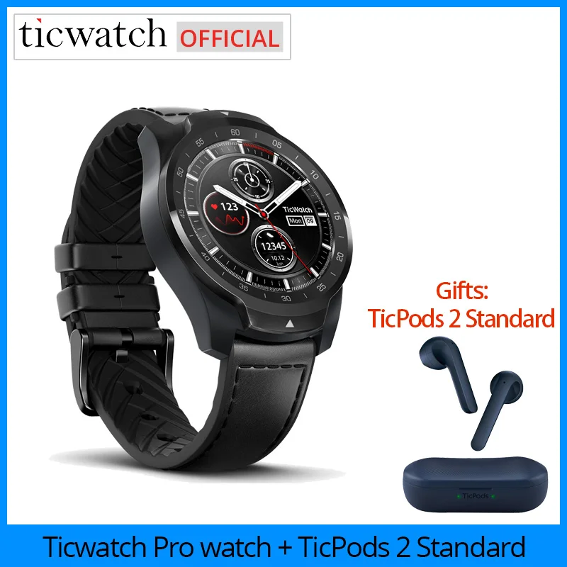 Умные часы Ticwatch Pro Bluetooth WIFI NFC платежи/Google Assistant Android умные GPS для спорта [подарки
