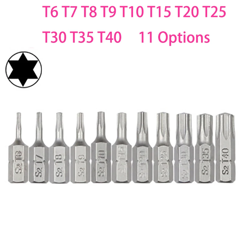 Набор насадок Torx для отверток, набор из 10 насадок 1/4 с шестигранным хвостовиком Star T6 T7 T8 T10 T15 T20 T25 T30 T35 T40, домашние ручные инструменты