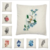 beautiful flower pattern linen cushion cover pillow case for home sofa car decor pillowcase45x45cm