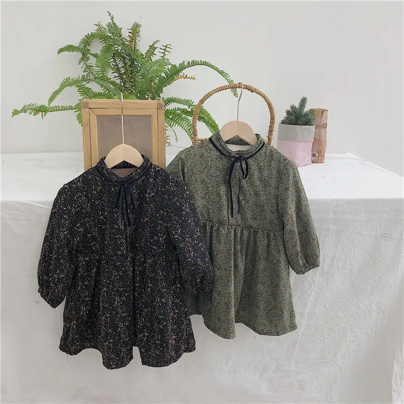 Принцесса девушка зимнее платье с длинным Sleeved1-6Y новый ребенок дошкольного