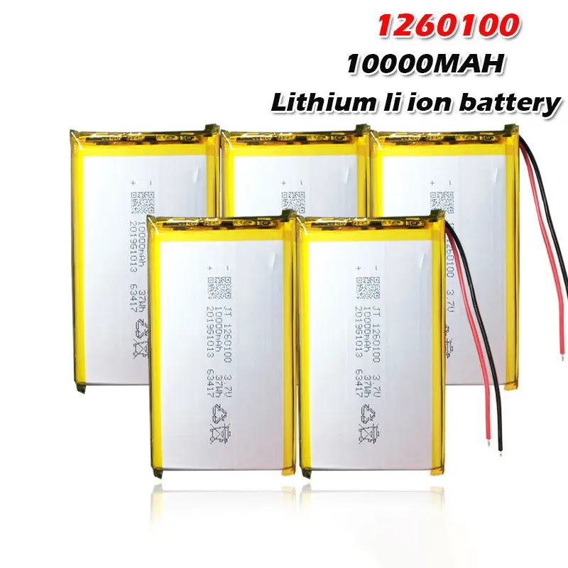 

New 1260100 3.7V 10000mah Rechargeable Lipo Battery For GPS DVD Table E-book Camera PDA Electric Toys Lithium Polymer Battery
