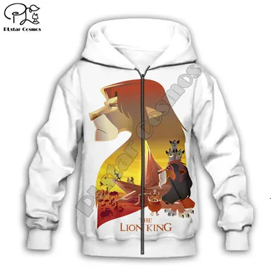 Black Simba толстовка с капюшоном и 3D-принтом «Король Лев» для маленьких детей, толстовки на молнии стильная толстовка с длинными рукавами и рисунком для мальчиков и девочек-26 - Цвет: Black