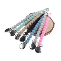 10pcs baby pacifier chain for nipples silicone round beads holder for dummy nipple holders baby silicone teether bpa free