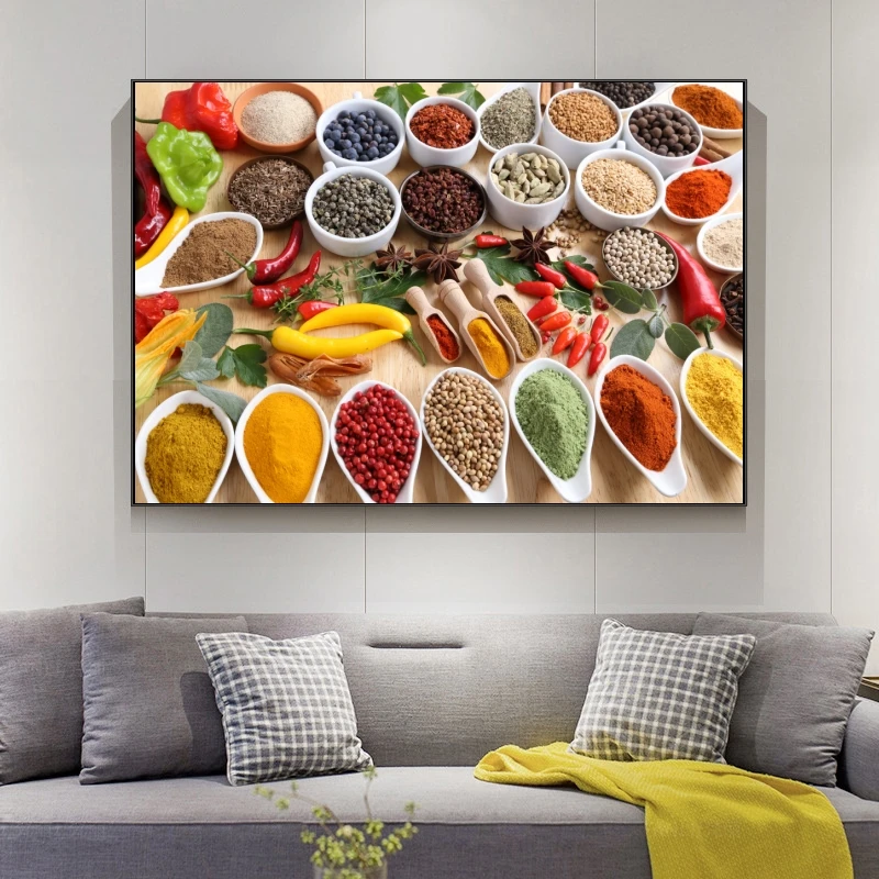 

Kitchen Theme on The Canvas Paintings Wall Art Posters and Prints Spices for Cooking Canvas Pictures for Room Decor Cuadros