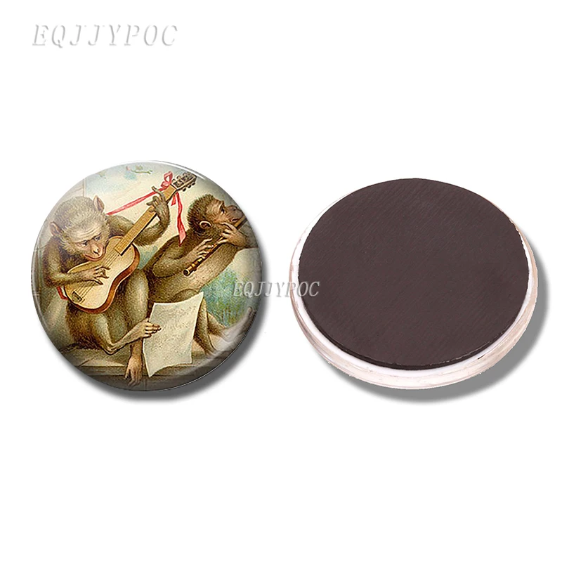 Магнит на холодильник 30 мм стеклянный купол животный ремешок музыкальные