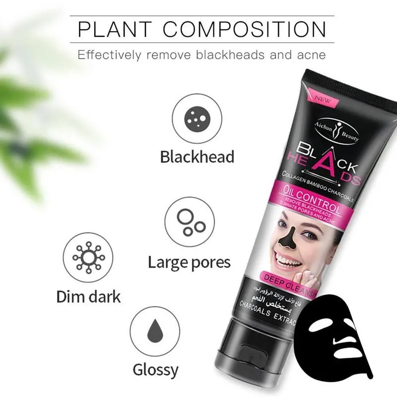 Бамбуковая угольная маска для лица черные маски удаления глубокого очищения