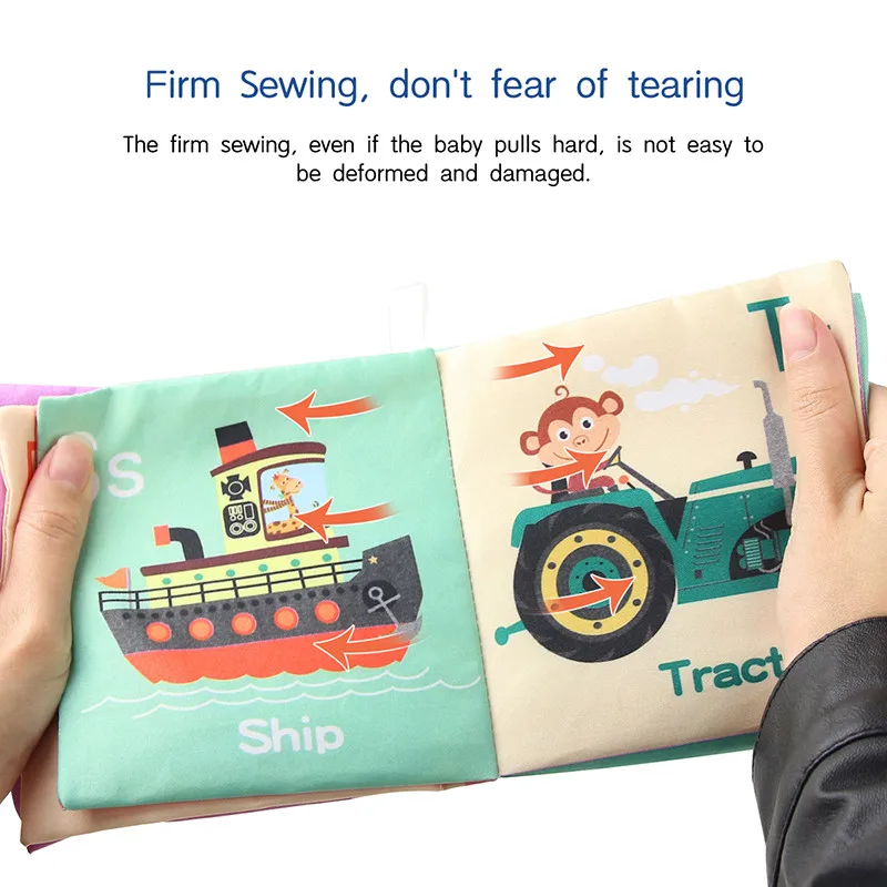 

Fabric Educational Learning Cloth Cognition Toy Book Food Rustle Newborn Infant Baby Soft with Animal Books Sound Soft Gifts Boo