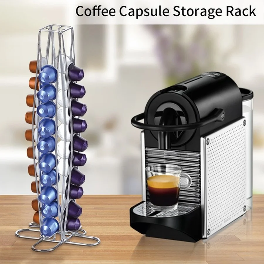 

40 Cups Nespresso Coffee Pods Holder Rotating Rack Coffee Capsule Stand Dolce Gusto Capsules Storage Shelve Organization Holder