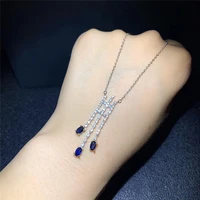 natural blue sri lanka sapphire necklace natural gemstone pendant necklace 925 sliver elegant lovely smiling women gift jewelry