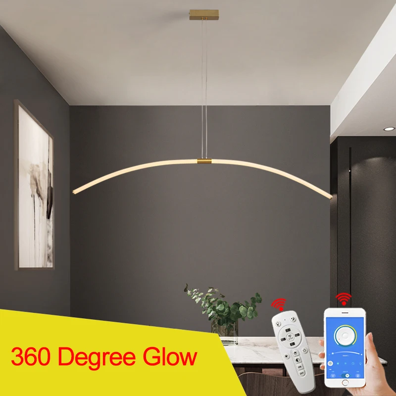 

NEO Gleam Gold Plated 360 Glow Modern Led Pendant Lights For Dining Living Kitchen Room L1080 L1300mm Pendant Lamp Fixtures