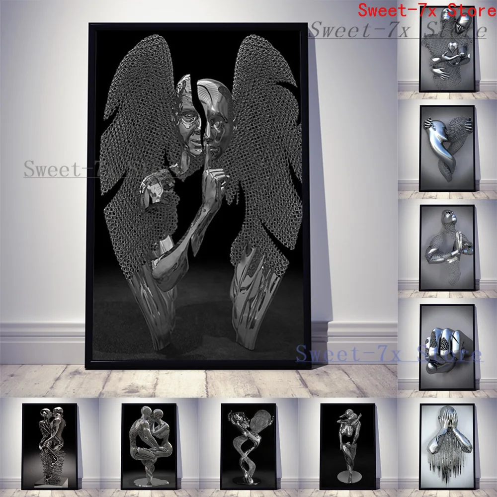 

Metal Sculpture Abstract Figure Canvas Painting Art Nordic Posters and Prints Wall Pictures for Living Room Decor Frameless