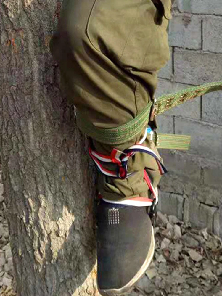 

2 Gears Tree Climbing Spike Set Safety Belt Stainess Steel Safety Belt Camping Accessories Adjustable Lanyard Rope Rescue Belt