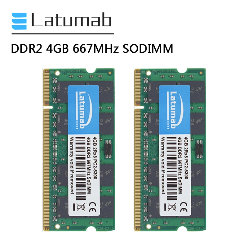 

Latumab DDR2 RAM 4GB 8GB 16GB 667mhz SODIMM Memory PC2-5300 Laptop Memory RAM 200 Pins 1.8V RAM DDR2 Notebook Memory Module