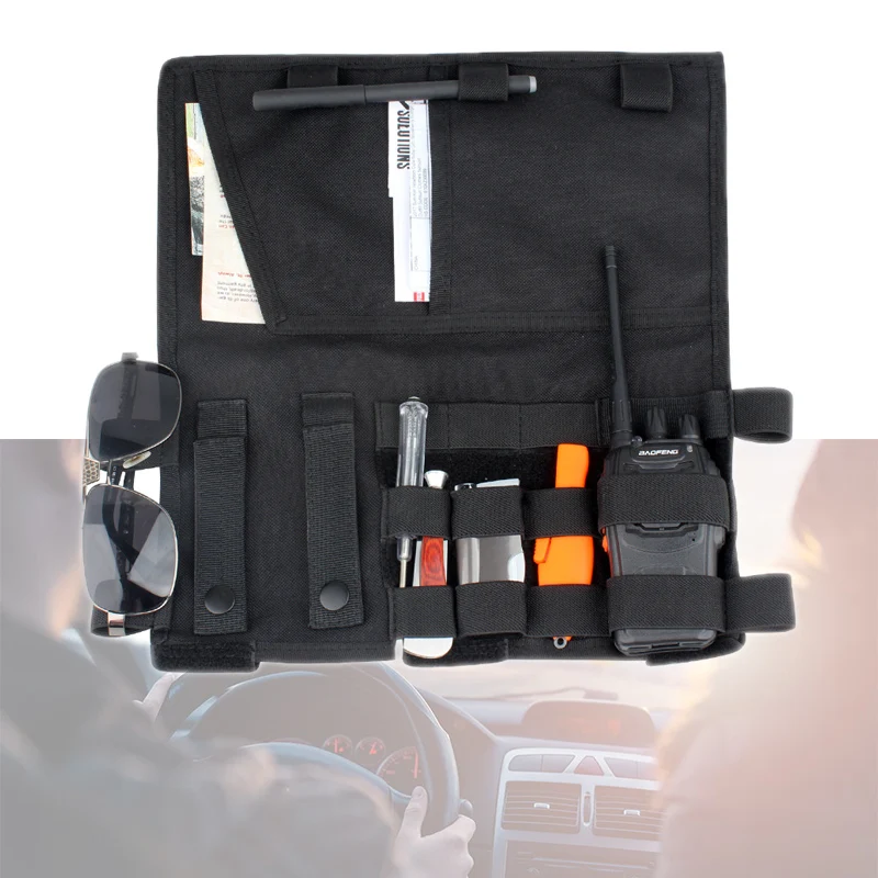 

Vehicle sun visor molle tactical truck car sun visor storage bag CD storage bag suitable for most hunting vehicle tool bags