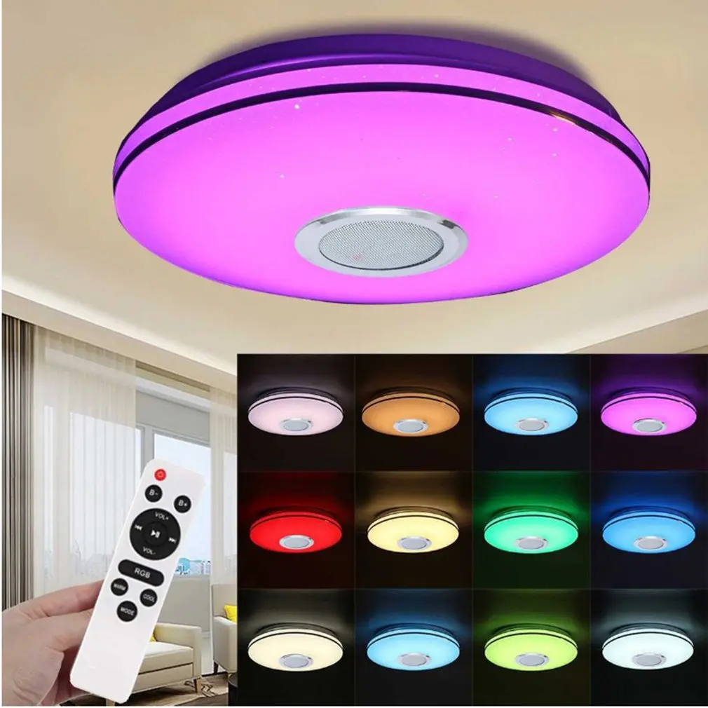 

LED Modern Music Ceiling Light bluetooth Speaker Flush Down Lamp Remote Control 36W Acrylic Colorful Lighting Ceiling Light