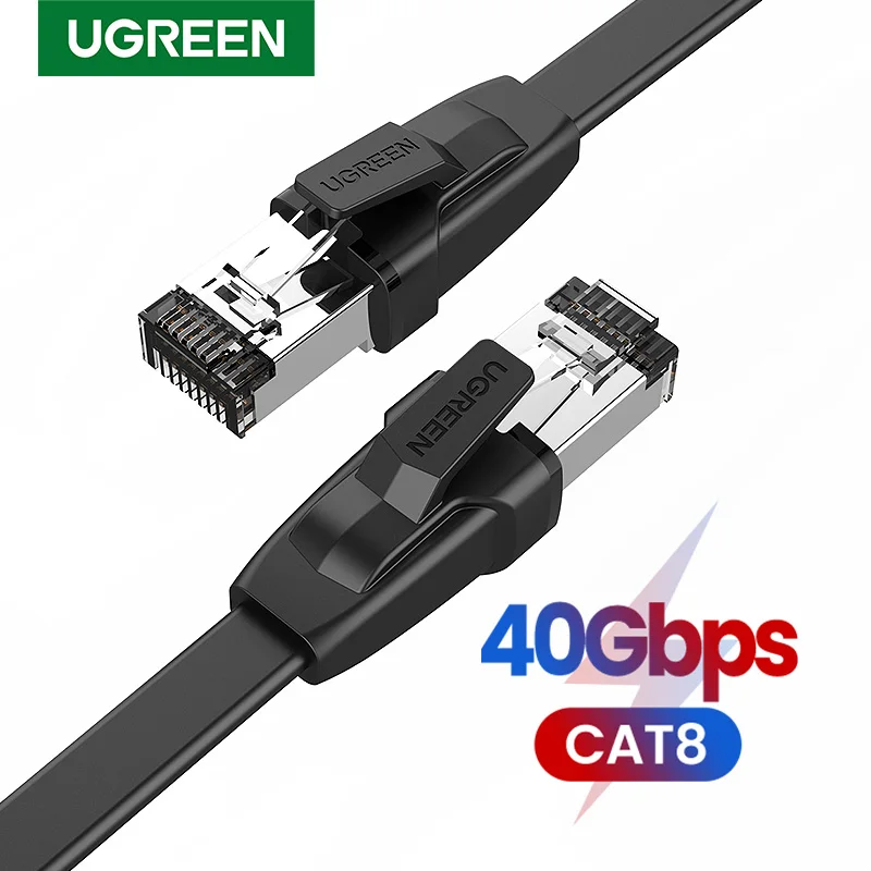 UGREEN-Cable Ethernet CAT8 para enrutador PS 4, plano de conector Lan 40gbps,...