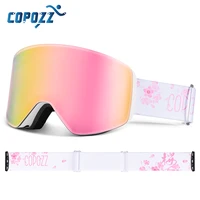 copozz professional winter ski goggles magnetic quick change double layers anti fog snowboard goggles men women ski equipment