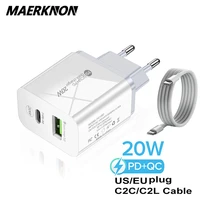 pd 20w usb c charger qcpd 2 port led fast phone charge wall adapter for iphone 13 12 huawei xiaomi samsung quick charge adapter