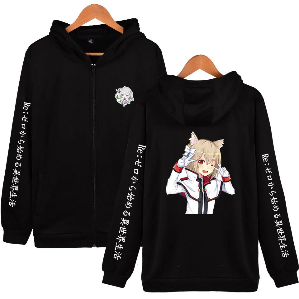 Re Zero худи Rem Новый Твин горничной Ram толстовка с капюшоном и карманом для девочек