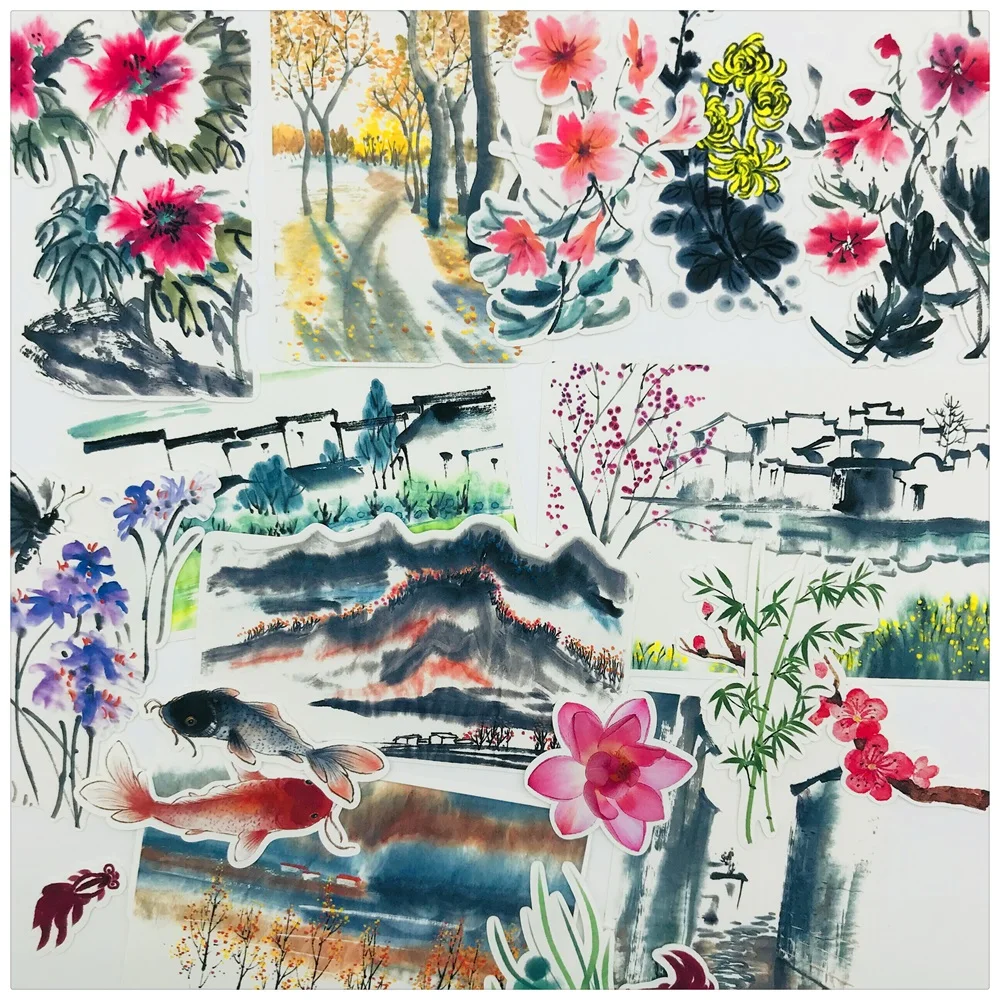 16 наклеек ручной росписи с китайским рисунком сделай сам альбом для скрапбукинга