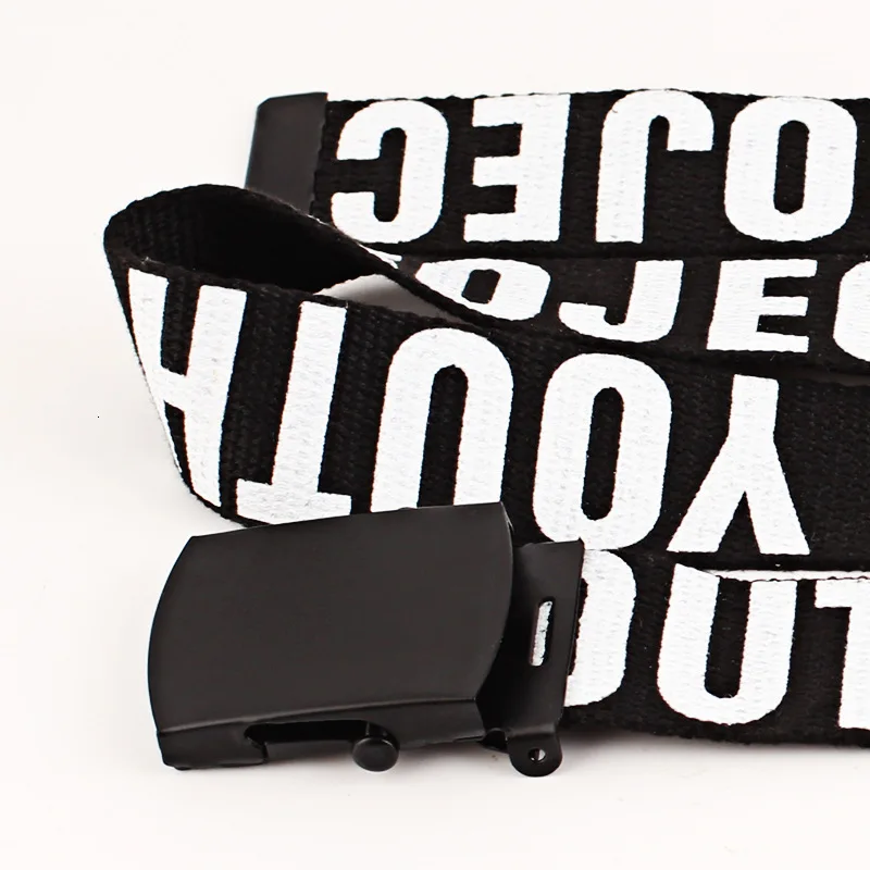 Уличный стиль тенденции моды холст Lletter гладкая пряжка для ремня джинсы ремни