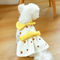 cheese little bear tweed skirt pet clothes dog clothes puppy one piece skirt autumn and winter lovely lady princess