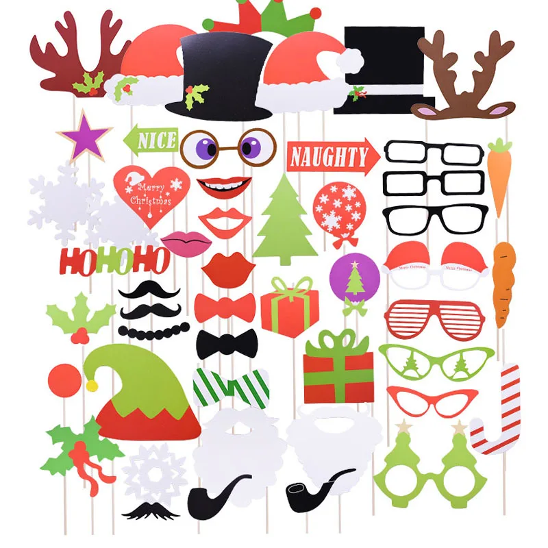 1 комплект, Рождественский реквизит для фотостудии, забавная маска с рождеством, фотобудка, Новогоднее украшение для рождественской вечеринки, Navidad