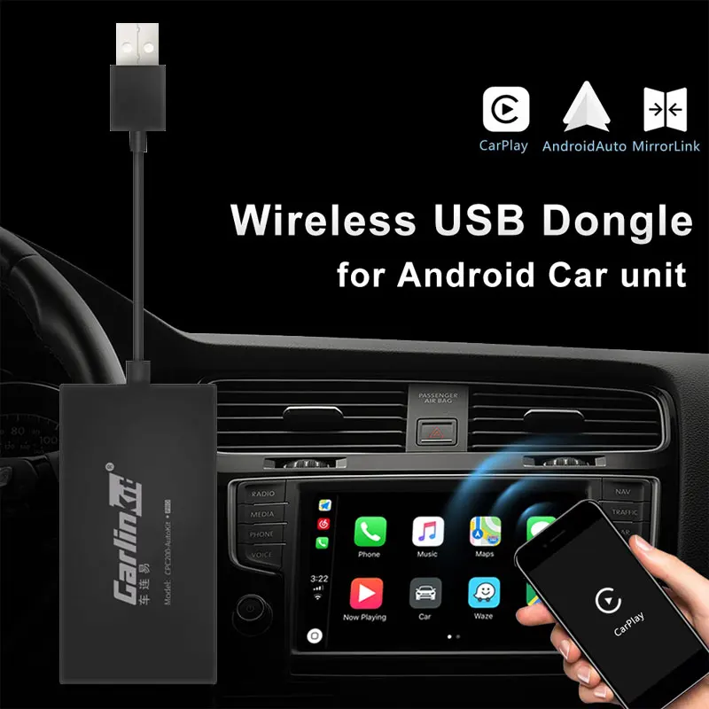 Carlinkit CarPlay Dongle Bluetooth для Apple IOS Android Авто MP5-плеер беспроводной мини USB черный