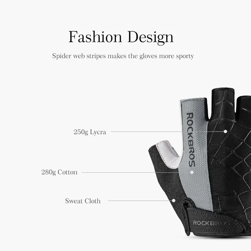 ROCKBROS Cycling Anti-slip Anti-sweat Men Women Half Finger Gloves Breathable Anti-shock Sports MTB Bike Bicycle Glove | Спорт и