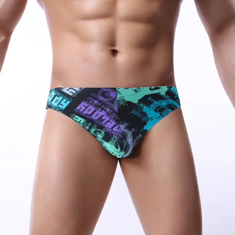 

Men Briefs Printing Bikini Polyester Breathable Mens Underwear Briefs leaf Print Seamless Male Panties 3D Underpants Slip Briefs