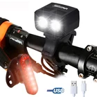 Водонепроницаемая USB фара велосипедная Лампа 2X XM-L T6 светодиодный велосипедный фонарь 5 режимов велосипедный фонарь перезаряжаемый налобный фонарь