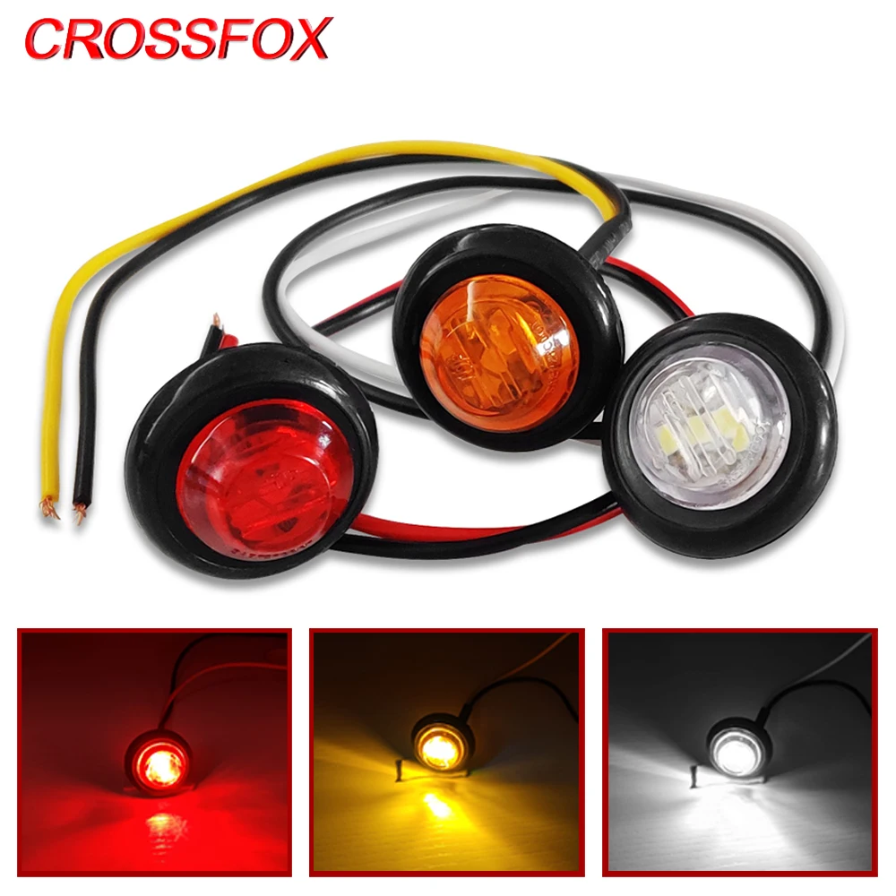CROSSFOX 2 шт. 12 В круглый трейлер боковой маркер светильник s 3LED желтый белый красный