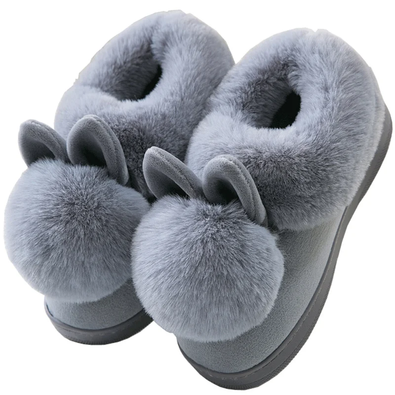 

Autumn Winter Cotton Slippers Fur Rabbit Home Warm Thick Bottom Indoor Cotton Shoes Cat Slippers Womens Slippers Cute Fluffy